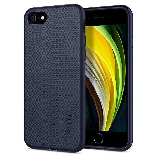 Spigen Funda Liquid Air Compatible con Apple iPhone SE(2020)/8/7, Flexión Duradero y Diseño de Fácil Agarre - Azul Marino