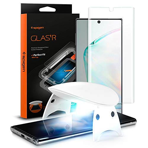 Spigen, Glas.TR Platinum, UV Protector de Pantalla para Samsung Galaxy Note 10 Plus, Compatible con Sensor de Huella Digital, Compatible con Las Fundas, 3D Cobertuna Completa, Anti-Scratch