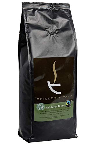 Spiller & Tait Rainforest Blend granos de café (1 Kg) – Certificado por la Alianza de la Selva Natural Orgánica – 100% Arábica Frijoles – Asados en el Reino Unido
