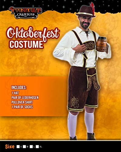 Spooktacular Creations Disfraz de Fiesta de Cervez Conjunto de de Oktoberfest bávaro Alemán Disfraces para Hombres Halloween (Marrón, XL)