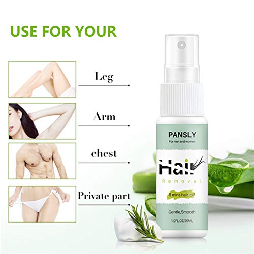 Spray de depilación semipermanente natural para las axilas del brazo Piernas Ingrediente suave no irritante Inhibición y reducción del crecimiento de la piel Green