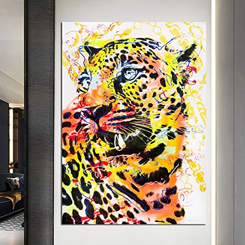 SQSHBBC Lienzo Pintura Jaguar Salvaje Pintura al óleo Modernos Carteles e Impresiones Dibujo imágenes en la Sala de Estar sofá decoración para el hogar A1 70x100cm Sin Marco