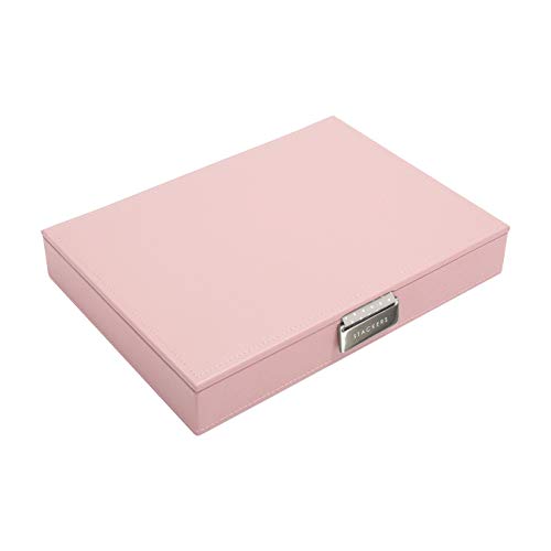 Stackers Classic Size | Caja de la joyería Organizador con Tapa, Rosa y Gris Mancha Forro de algodón