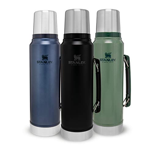 Stanley The Legendary Classic Vacuum Bottle 1.0L Hammertone Green 18/8 Stainless Steel Double-Wall Vacuum Insulation Water Bottle Leakproof+Packable Doubles As Cup Dishwasher Safe Naturally Bpa-Free
