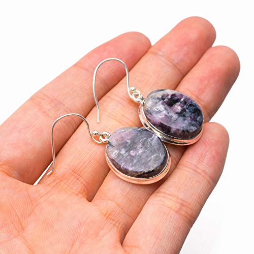 StarGems - Pendientes de plata de ley 925 hechos a mano con piedra natural de Tiffany de 3,8 cm D7345