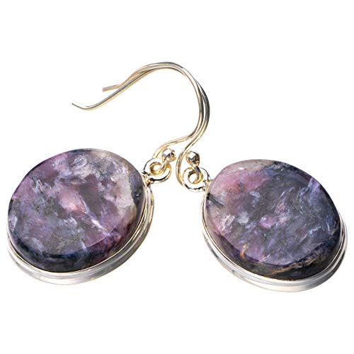 StarGems - Pendientes de plata de ley 925 hechos a mano con piedra natural de Tiffany de 3,8 cm D7345