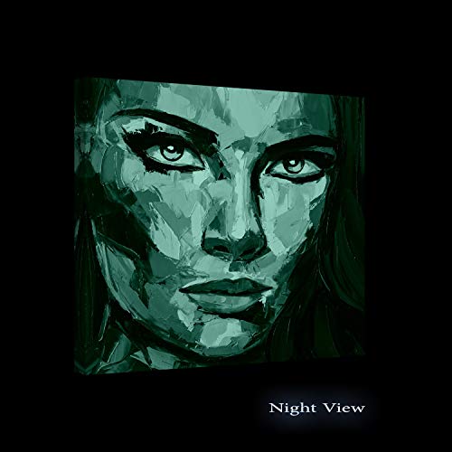 Startonight Cuadro Moderno en Lienzo - Eva Mujer, Grandes Ojos Labios Rojos - Pintura Abstracta Para Salon Decoración 80 x 80 cm