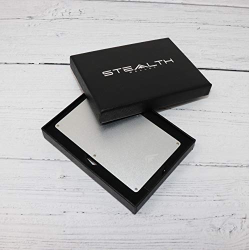 STEALTH WALLET Minimalista Portatarjetas RFID - Carteras de Tarjeta de Crédito de Metal Delgado y Ligero con Clip Elástico para Dinero y Protección de Bloque NFC (Aluminio Negro)