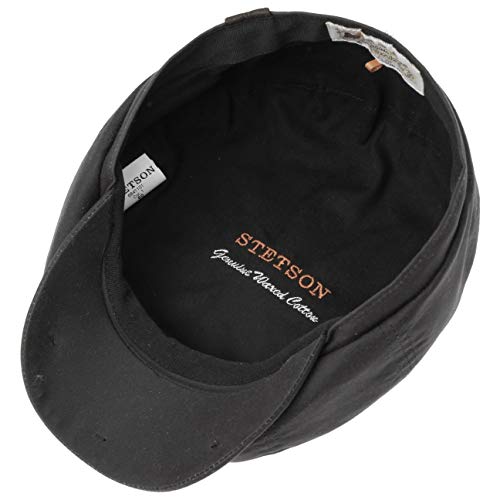 Stetson Gorra Hatteras Waxed Cotton Mujer/Hombre - Made in Germany protección contra la Lluvia Gorro Oilskin Solar con Visera, Forro Verano/Invierno - 57 cm Negro