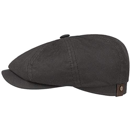 Stetson Gorra Hatteras Waxed Cotton Mujer/Hombre - Made in Germany protección contra la Lluvia Gorro Oilskin Solar con Visera, Forro Verano/Invierno - 57 cm Negro