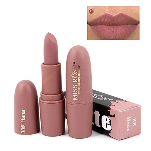 Sticklips YHM MISS ROSE Lápiz labial Mate de terciopelo impermeable Barra de labios Sexy Rojo marrón Pigmentos Maquillaje Lápices labiales mate Labios de belleza (31) (Color : 38)