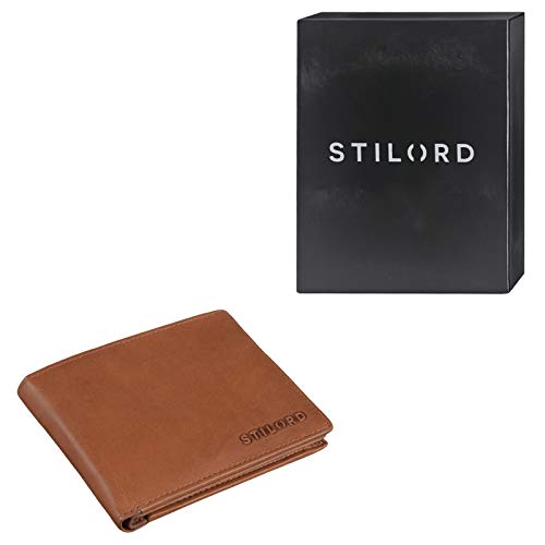 STILORD 'Ethan' Cartera de Elegante Piel Vintage para Hombre Billetera y Monedero Masculino para Tarjetas Monedas y Billetes de auténtico Cuero, Color:girona - marrón