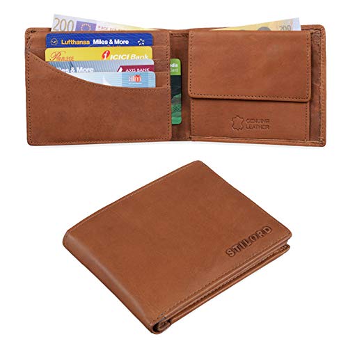 STILORD 'Ethan' Cartera de Elegante Piel Vintage para Hombre Billetera y Monedero Masculino para Tarjetas Monedas y Billetes de auténtico Cuero, Color:girona - marrón