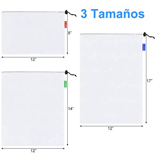 Stone TH Bolsas Reutilizables, 12pcs Lavable Bolsas Reutilizables Compra Ecologicas para Verduras, Fruta, Juguetes (3*S+6*M+3*L)