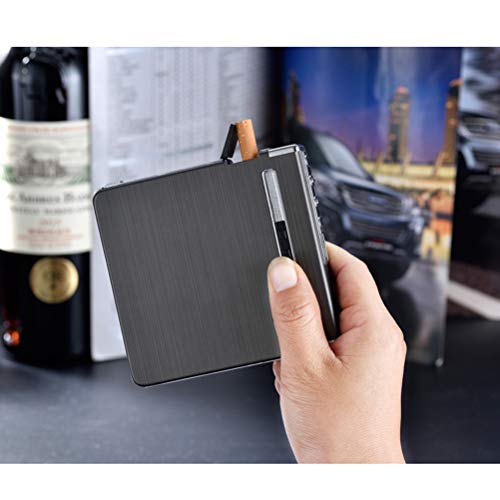StyleBest Estuche de Cigarrillos con encendedores, Porta Cigarrillos de Bolsillo Caja de Tabaco para cigarros, Encendedores electrónicos a Prueba de Viento sin Llama Recargables