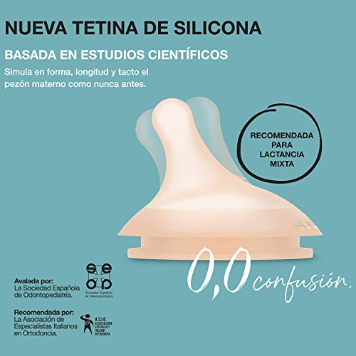 Suavinex Pack Tetina Biberón Zero-Zero Anticólicos, Flujo Lento (S), 2 unidades, +0 meses