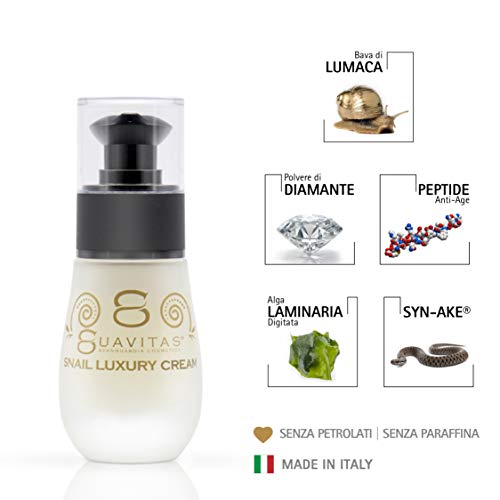 Suavitas Snail Luxury Serum - Sérum Rostro y Cuello Antiarrugas rico de Baba de Caracol, con Péptidos de Diamante, Hidratante, con Antiedad, Antimancha - 30 ml