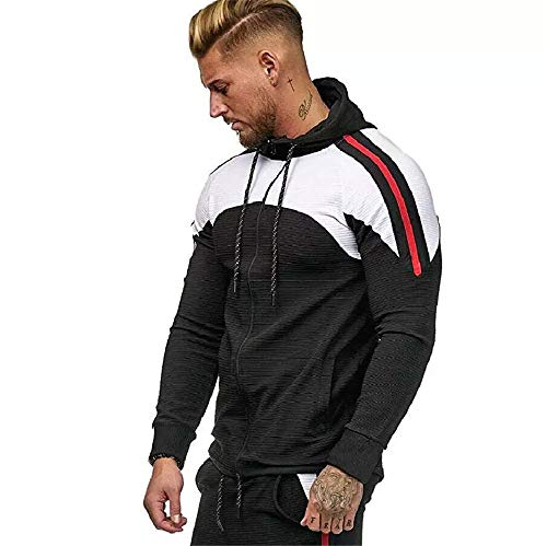 Sudadera Hombres Patchwork Slim Fit Hoodie Otoño Moda Estilo Deportivo Outwear Nueva Blusa Adolescente Top 2020 Sudadera