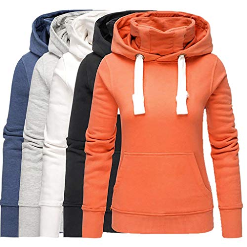 Sudaderas con capucha para mujer, cuello alto y manga larga, con capucha, sudadera con capucha y bolsillo Naranja naranja XXL