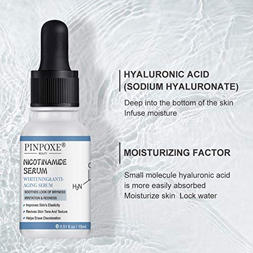 Suero de Niacinamide, Suero Ácido Hialurónico Facial, Riduciendo las Arrugas y las Manchas de la Piel, Sérum Antiedad con Efecto Antiarrugas, Hidratante e Iluminador