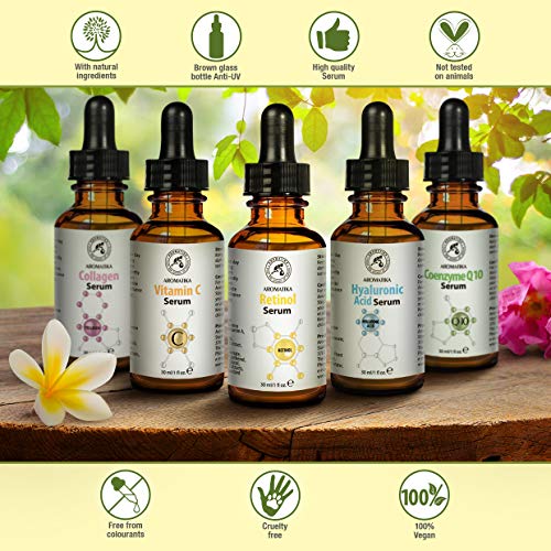 Suero de Retinol para Rostro y Piel 30ml con Vitaminas A y E Puras y Naturales para Todo Tipo de Piel - Suero Antienvejecimiento a Base de Retinol - Frasco de Vidrio