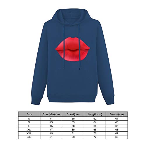 Suéter Mujeres Sudadera Capucha Sudadera con Capucha Labio Femenino Lápiz Labial Rojo Azul Marino 3XL Casual Bolsillo Color sólido Estampado Delantero Manga Larga puños elásticos Que se Pueden Usar