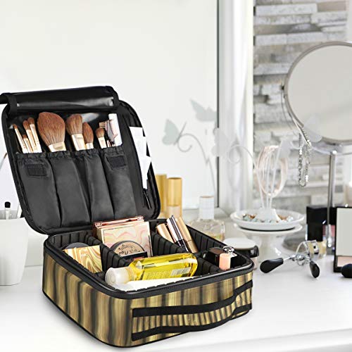 SUGARHE Beige Tropical Bamboo Poles Hierba leñosa Estilo étnico asiático Tall Thin Harvest Natural Art Print,Neceser Maquillaje,Bolsa Cosméticos Organizador Brochas Maquillaje Estuches Portátil