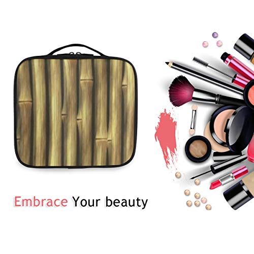 SUGARHE Beige Tropical Bamboo Poles Hierba leñosa Estilo étnico asiático Tall Thin Harvest Natural Art Print,Neceser Maquillaje,Bolsa Cosméticos Organizador Brochas Maquillaje Estuches Portátil