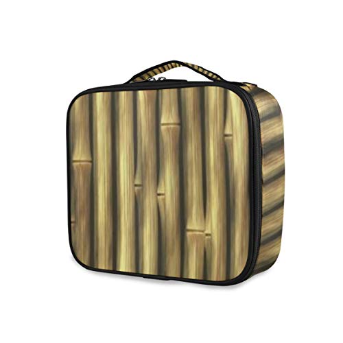 SUGARHE Beige Tropical Bamboo Poles Hierba leñosa Estilo étnico asiático Tall Thin Harvest Natural Art Print,Neceser Maquillaje,Bolsa Cosméticos Organizador Brochas Maquillaje Estuches Portátil