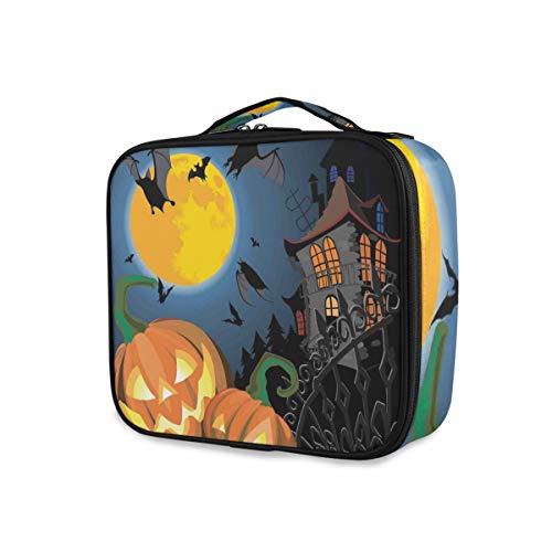 SUGARHE Diseño de Tema de Fiesta de casa embrujada gótica de Halloween Truco o Trato Motivos Imprimir,Neceser Maquillaje,Bolsa Cosméticos Organizador Brochas Maquillaje Estuches Portátil