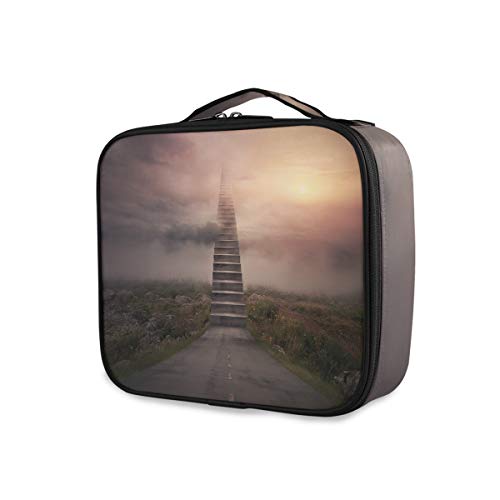 SUGARHE Escalera Que Sube al Cielo Paisaje filosófico Encantado del Aire brumoso,Neceser Maquillaje,Bolsa Cosméticos Organizador Brochas Maquillaje Estuches Portátil