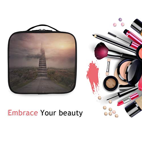 SUGARHE Escalera Que Sube al Cielo Paisaje filosófico Encantado del Aire brumoso,Neceser Maquillaje,Bolsa Cosméticos Organizador Brochas Maquillaje Estuches Portátil