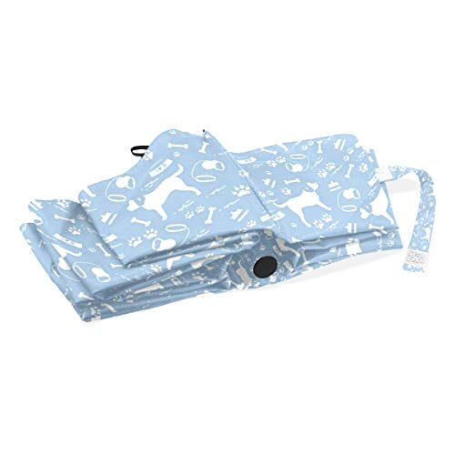 SUHETI Paraguas automático de Apertura/Cierre,Doodle Dibujos De Cuencos Huesos Huesos Cepillo Siluetas De Cuello,Paraguas pequeño Plegable a Prueba de Viento