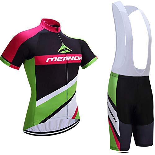 SUHINFE Traje Ciclismo Hombre para Verano, Ciclismo Maillot y Culotte Ciclismo Culote Bicicleta con 5D Gel Pad para Deportes al Aire Libre Ciclo Bicicleta, MER-Pink, XXXL