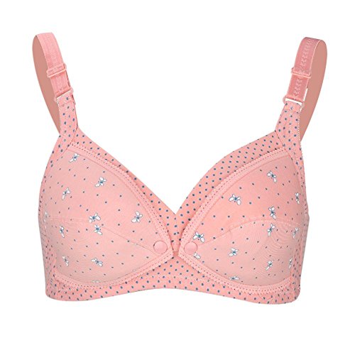 Sujetador de lactancia, botón de algodón de apertura previa Sujetador de lactancia Sujetadores de maternidad para mujeres embarazadas(Pink 40/90)