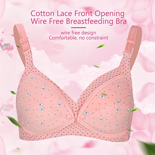 Sujetador de lactancia, botón de algodón de apertura previa Sujetador de lactancia Sujetadores de maternidad para mujeres embarazadas(Pink 40/90)