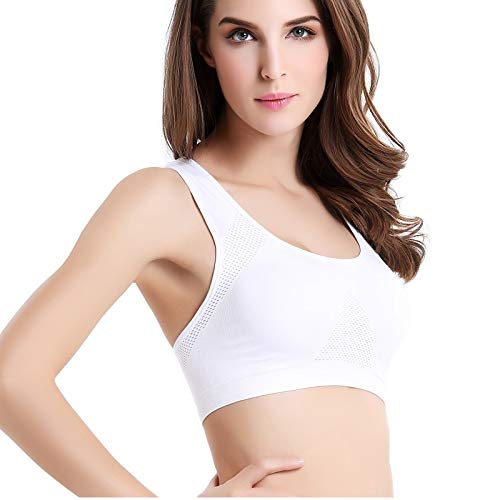 Sujetador Deportivo Mujer Absorbe El Sudor Sujetador Deportivo Mujer Sujetador Deportivo Acolchado Transpirable Top Professional Athletic Gym Running Fitness Yoga Sports Top XL Blanco