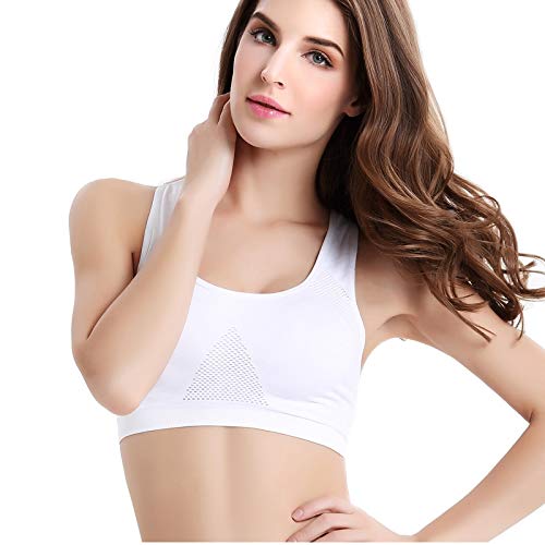 Sujetador Deportivo Mujer Absorbe El Sudor Sujetador Deportivo Mujer Sujetador Deportivo Acolchado Transpirable Top Professional Athletic Gym Running Fitness Yoga Sports Top XL Blanco