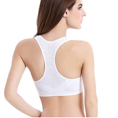 Sujetador Deportivo Mujer Absorbe El Sudor Sujetador Deportivo Mujer Sujetador Deportivo Acolchado Transpirable Top Professional Athletic Gym Running Fitness Yoga Sports Top XL Blanco