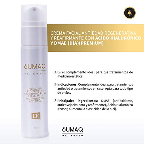 SUMAQ - DR.RUBIO Crema Facial Antiedad Regenerativa y Reafirmante con Acido Hialurónico y DMAE 50ml