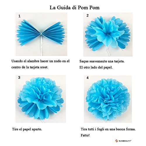 Sunbeauty 20 Piezas Pom Poms Bola de Papel Decoraciones de Baby Shower Boda Fiesta Santa Semana (Mixto de Color Claro)