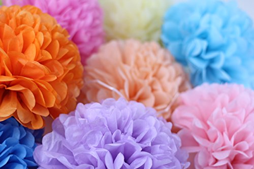 Sunbeauty 20 Piezas Pom Poms Bola de Papel Decoraciones de Baby Shower Boda Fiesta Santa Semana (Mixto de Color Claro)