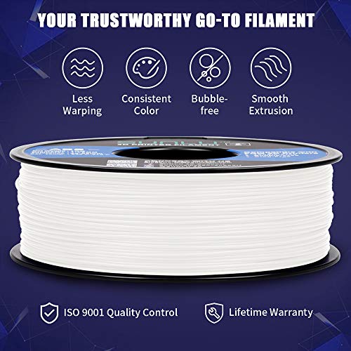 SUNLU ABS Filament 1.75mm for FDM 3D Printer, 1KG(2.2LBS) ABS 3D Filament Accuracy +/- 0.02 mm, White
