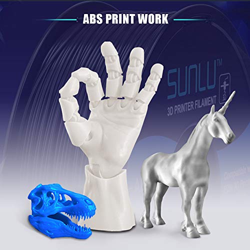 SUNLU ABS Filament 1.75mm for FDM 3D Printer, 1KG(2.2LBS) ABS 3D Filament Accuracy +/- 0.02 mm, White