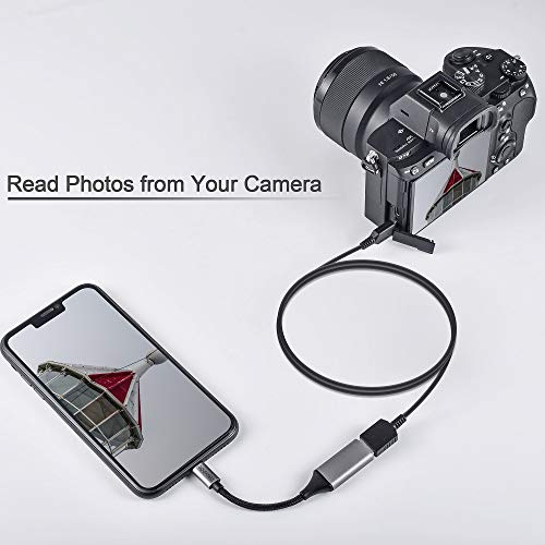Sunshot - Adaptador USB Hembra OTG para iPhone/iPad Compatible con iOS 13 y Tarde Compatible con cámara, Unidad Flash, Teclado Lector de Tarjetas y más (Gris)