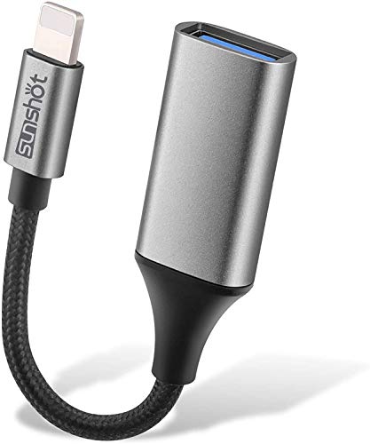 Sunshot - Adaptador USB Hembra OTG para iPhone/iPad Compatible con iOS 13 y Tarde Compatible con cámara, Unidad Flash, Teclado Lector de Tarjetas y más (Gris)