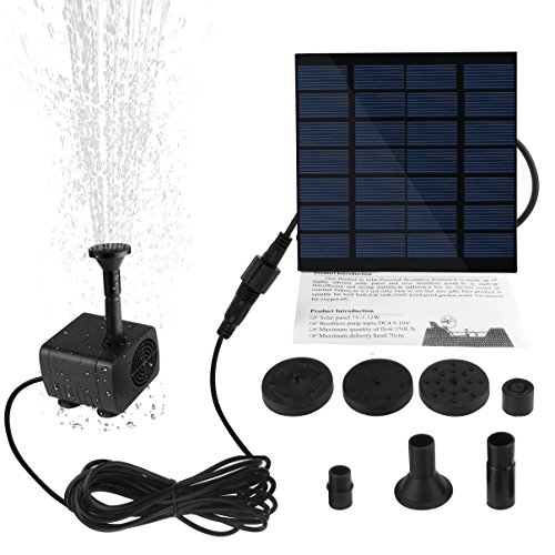 SunTop Bomba de Agua Solar, Bomba de la Fuente del baño Solar Lindo, Panel Derecho Libre Jardín Solar Kit de Bomba de Agua, al Aire Libre riego Bomba Sumergible, 7V / 1.12W