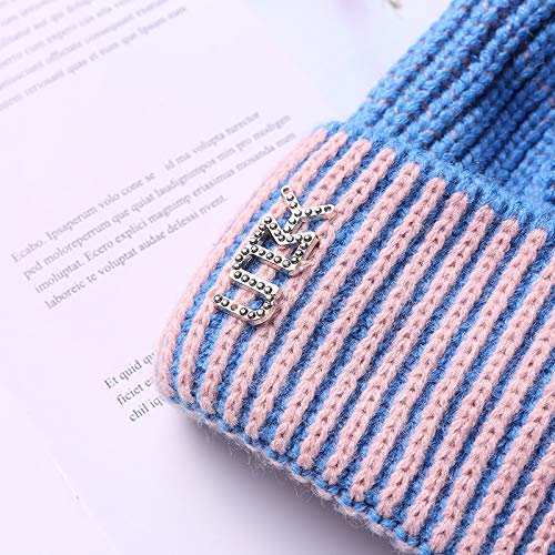 SUNXK La Nueva versión Coreana de la caída y el Invierno Color de los Cordones se encrespa Gorro de Lana Sombrero de la Bola de Pelo, además de Terciopelo Sombrero de Espesor unida Sra