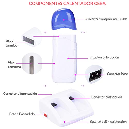 SuperMega Wax B121 Blanco - Calentador Cera Tibia 2 Cartucho + 3 Cera