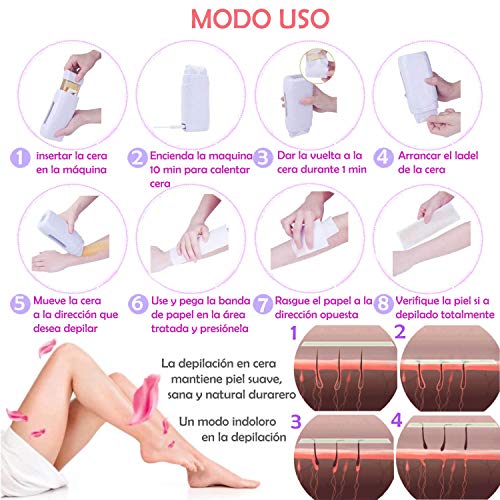 SuperMega Wax B121 Blanco - Calentador Cera Tibia 2 Cartucho + 3 Cera